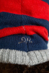 Hoods | Women Damson Madder Hood In Red & Navy With Grey Tie