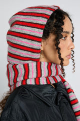 Hoods | Women Damson Madder Hooded Scarf In Stripe