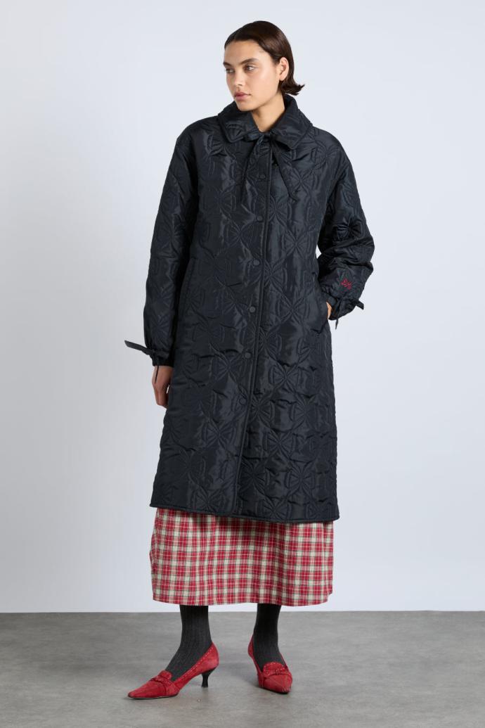 Jackets & Coats | Women Damson Madder Aubrey Quilted Coat- Black Bows