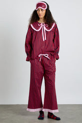 Nightwear | Women Damson Madder Maria Pj Set- Red/navy Stripe