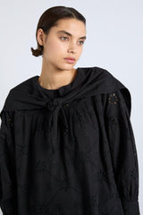 Occasion Wear | Women Damson Madder Clementine Embroidered Collared Mini Dress - Black