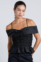 Occasion Wear | Women Damson Madder Elsa Shirred Cami - Black Taffeta