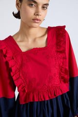 Occasion Wear | Women Damson Madder Piarra Mini Smock Dress - Red & Navy