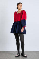 Occasion Wear | Women Damson Madder Piarra Mini Smock Dress - Red & Navy