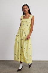 Occasion Wear | Women Damson Madder Tish Poplin Midi Dress - Grape Embroidery