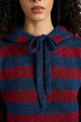 Pullover & Fleeces | Women Damson Madder Riley Knit Hoodie - Red Navy Stripe
