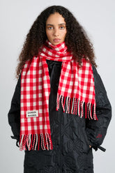 Scarves | Women Damson Madder Gingham Scarf In Responsible Wool - Red