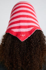 Scarves | Women Damson Madder Knitted Triangle Headscarf In Pink & Red Stripe