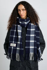 Scarves | Women Damson Madder Navy & Ecru Check Scarf In Responsible Wool