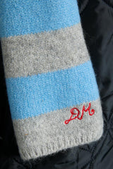 Scarves | Women Damson Madder Skinny Stripe Scarf In Grey & Blue