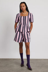 Shorts | Women Damson Madder Rafe Shorts - Blue Pink Stripe