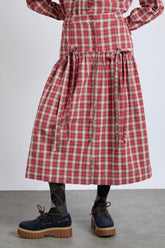 Skirts | Women Damson Madder Bronte Button Through Midi Skirt - Red Check