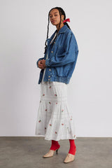 Skirts | Women Damson Madder Eden Lace Midi Skirt - Rose Embroidery