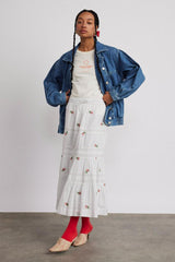 Skirts | Women Damson Madder Eden Lace Midi Skirt - Rose Embroidery