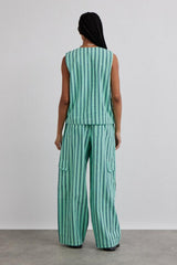 Tops | Women Damson Madder Coco Oversized Waistcoat - Mint Stripe