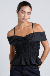 Tops | Women Damson Madder Elsa Shirred Cami - Black Taffeta