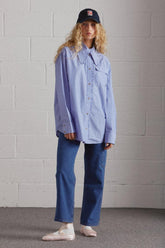 Tops | Women Damson Madder Kendall Ruffle Shirt - Blue Stripe