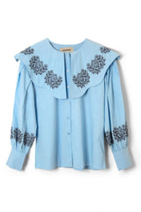 Tops | Women Damson Madder Romeo Embroidered Blouse Blue
