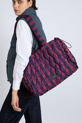 Bags | Women Damson Madder Frill Edge Ruched Tote Bag - Navy &amp; Burgundy Stripe