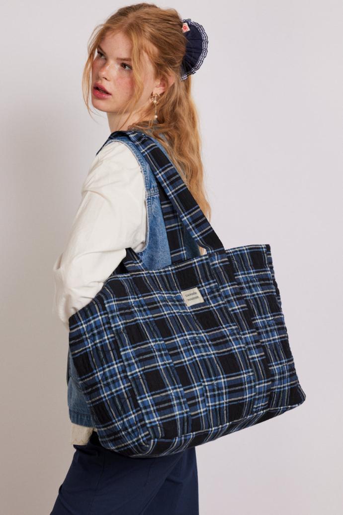 Bags | Women Damson Madder Reversible Tote Bag - Navy Check