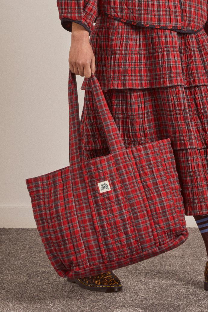Bags | Women Damson Madder Tote Bag - Red Check