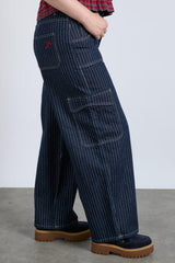 Bottoms | Women Damson Madder Cargo Jeans - Navy Pinstripe