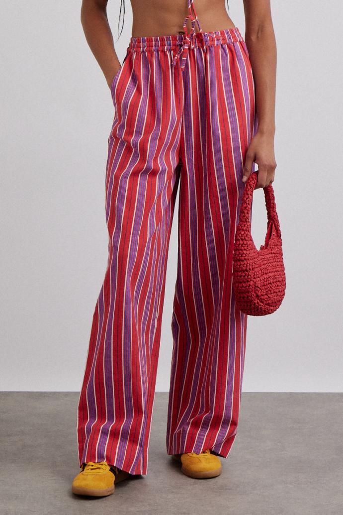 Bottoms | Women Damson Madder Chlo Trousers - Red Stripe