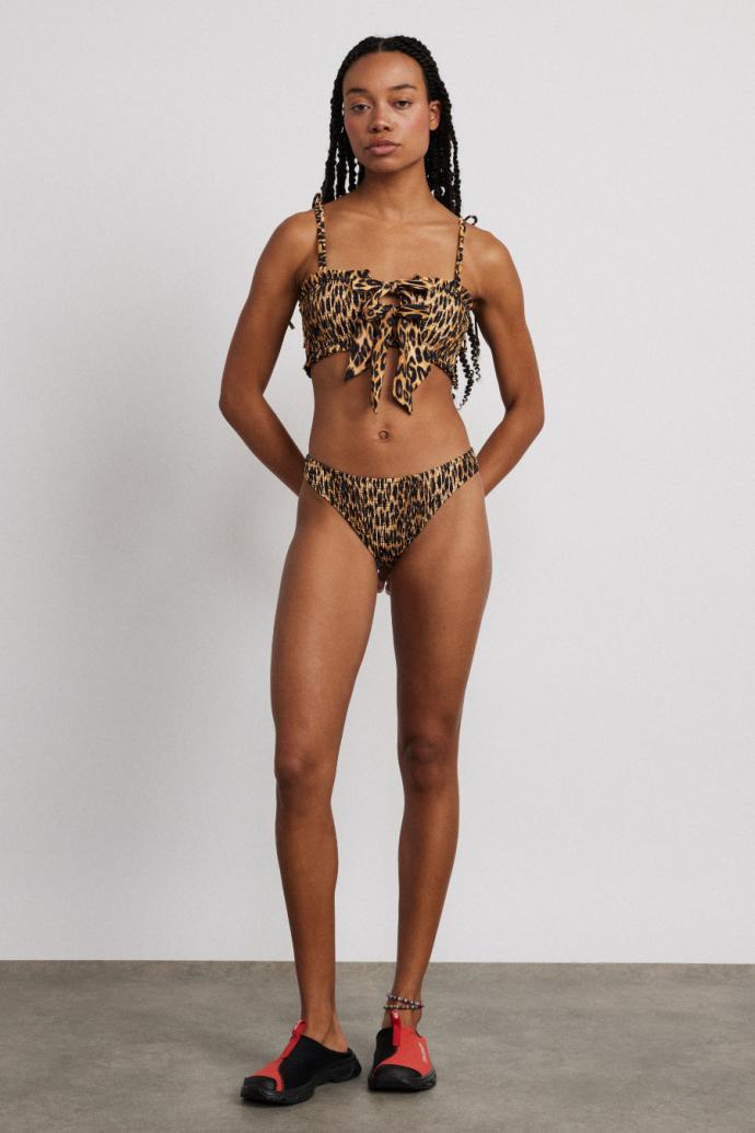 Bottoms | Women Damson Madder Classic Shirred Bikini Bottom - Leopard