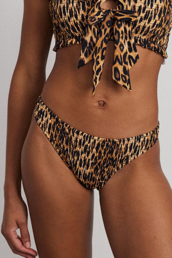 Bottoms | Women Damson Madder Classic Shirred Bikini Bottom - Leopard