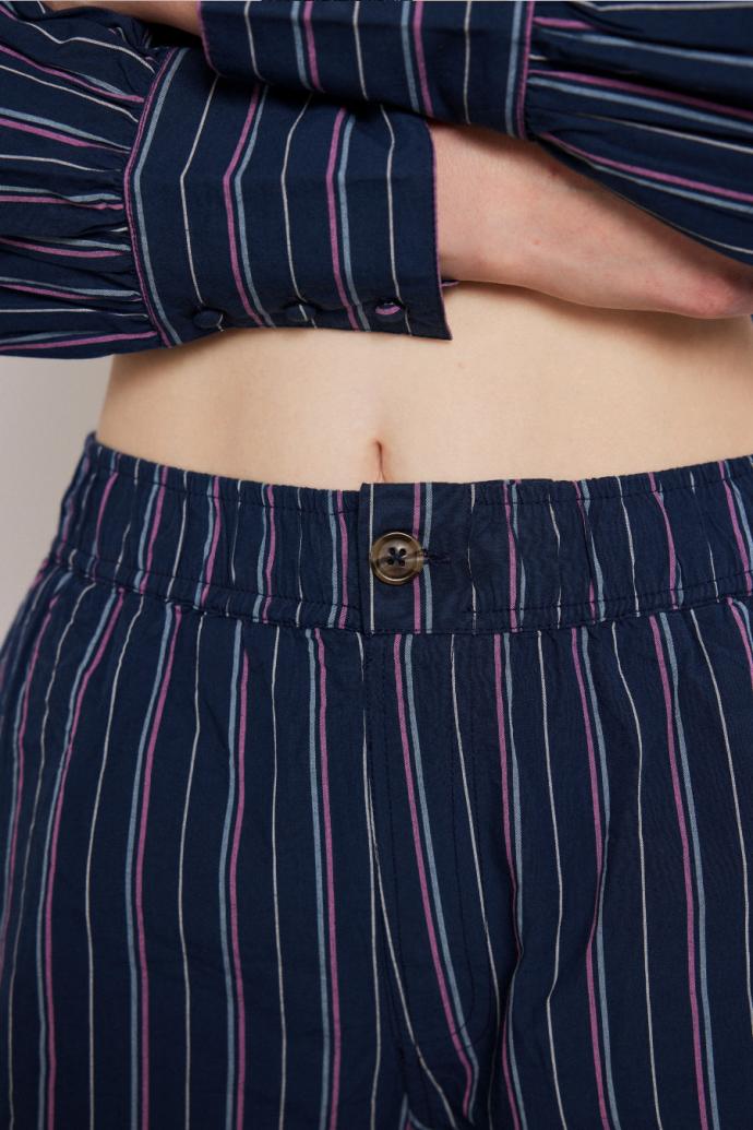 Bottoms | Women Damson Madder Harrison Trousers - Navy Stripe