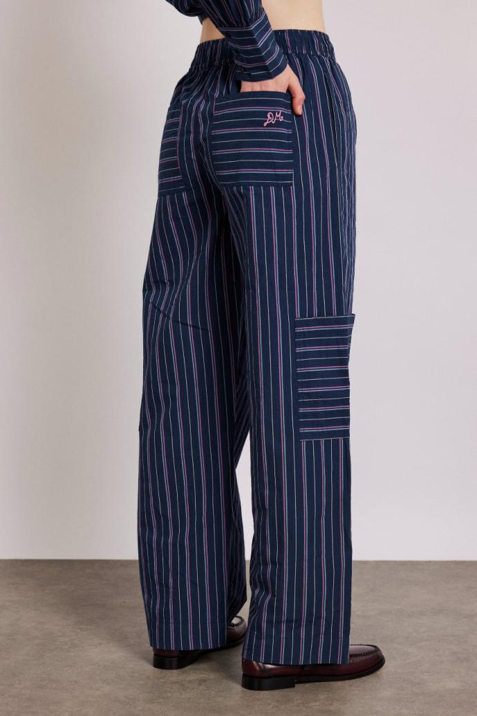 Bottoms | Women Damson Madder Harrison Trousers - Navy Stripe