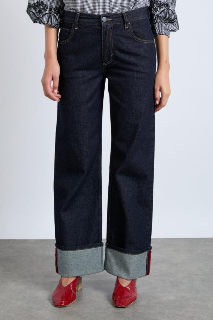Bottoms | Women Damson Madder Italian Selvedge Sylvie Jeans With Turn Up