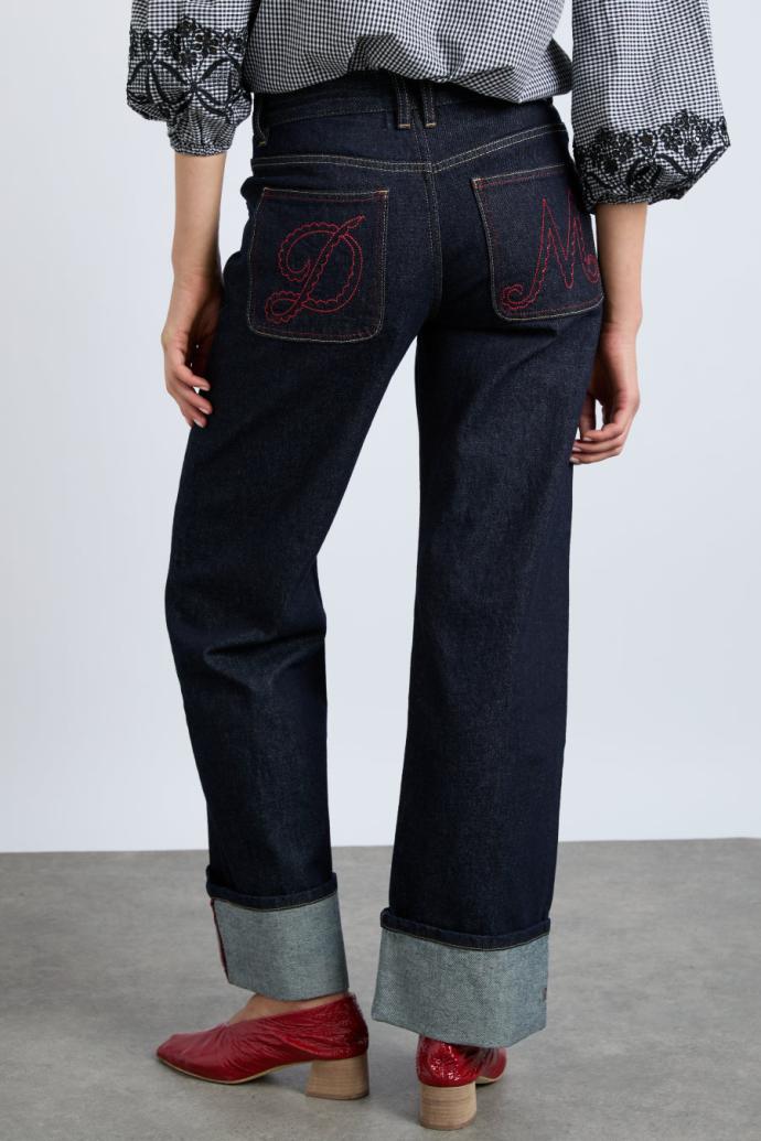 Bottoms | Women Damson Madder Italian Selvedge Sylvie Jeans With Turn Up