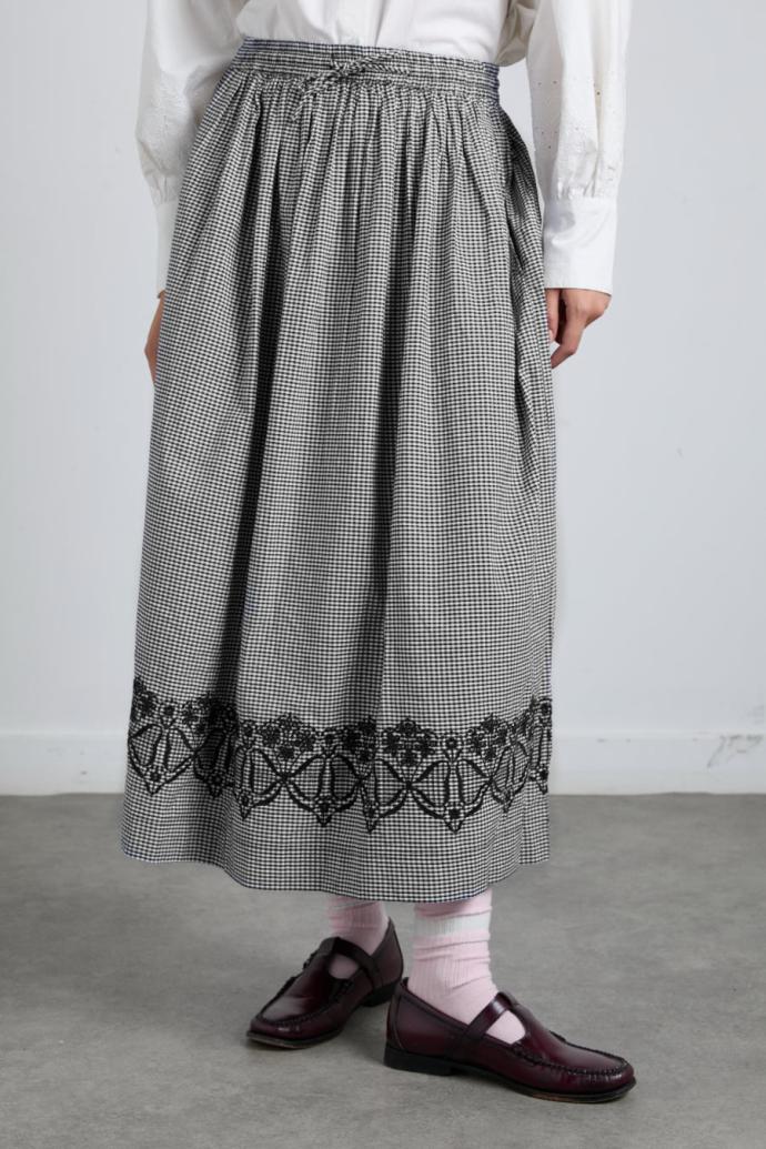 Bottoms | Women Damson Madder Keeley Midi Skirt - Black Gingham