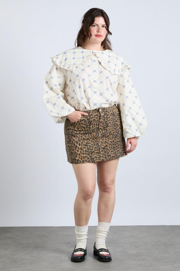 Bottoms | Women Damson Madder Lily Denim Mini Skirt- Leopard