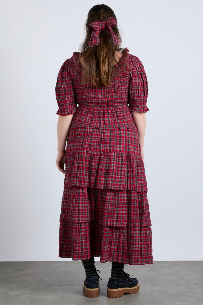 Bottoms | Women Damson Madder Malika Ra Ra Midi Skirt - Red Check