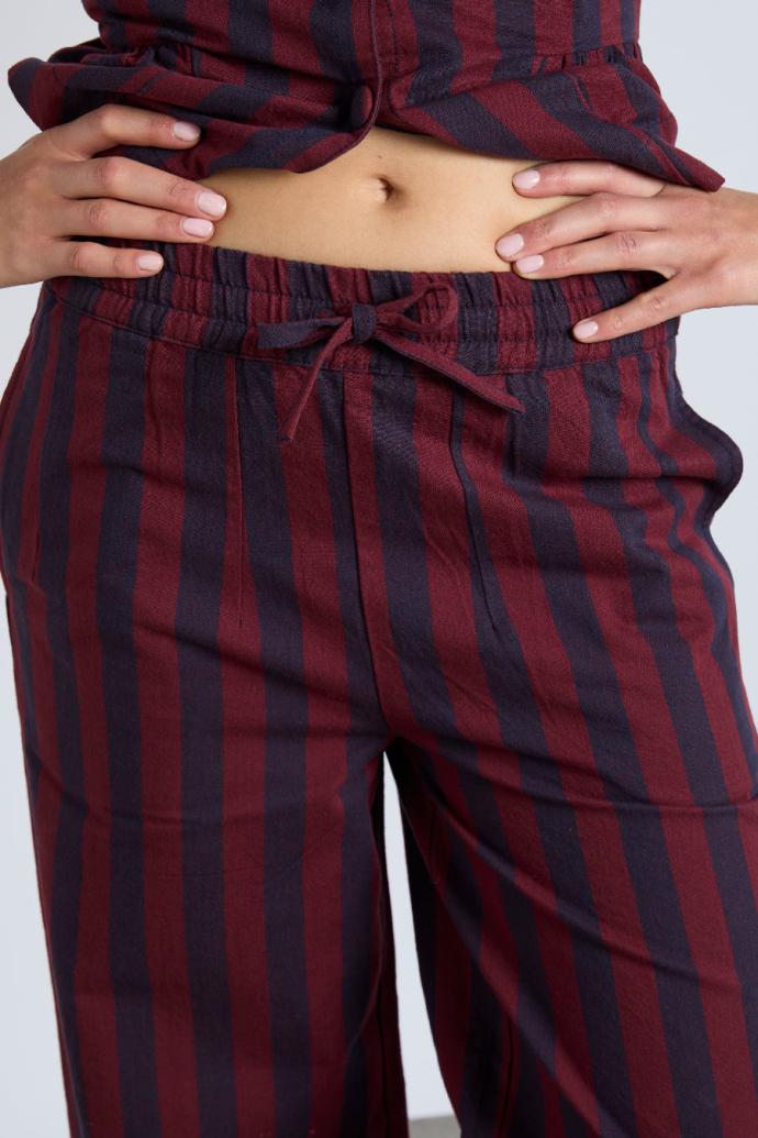 Bottoms | Women Damson Madder Rafe Trousers- Navy And Burgundy Stripe