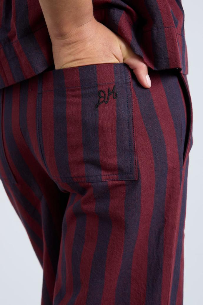 Bottoms | Women Damson Madder Rafe Trousers- Navy And Burgundy Stripe