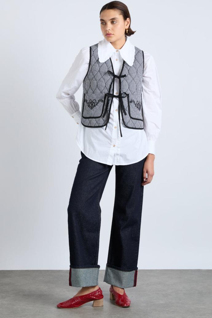 Co-ords | Women Damson Madder Arte Reversible Gilet - Black Gingham