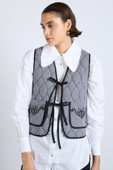 Co-ords | Women Damson Madder Arte Reversible Gilet - Black Gingham