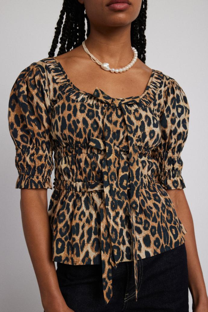 Co-ords | Women Damson Madder Bianca Ruffle Blouse - Leopard