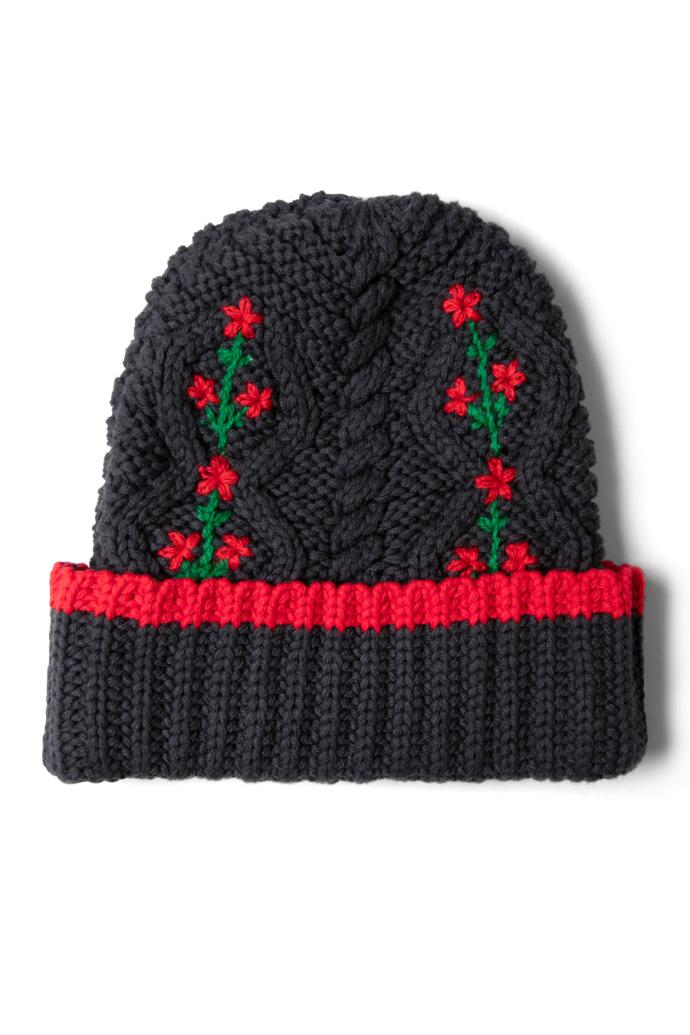 Co-ords | Women Damson Madder Cable Knit Grandpa Beanie