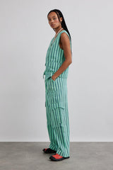 Co-ords | Women Damson Madder Coco Oversized Waistcoat - Mint Stripe