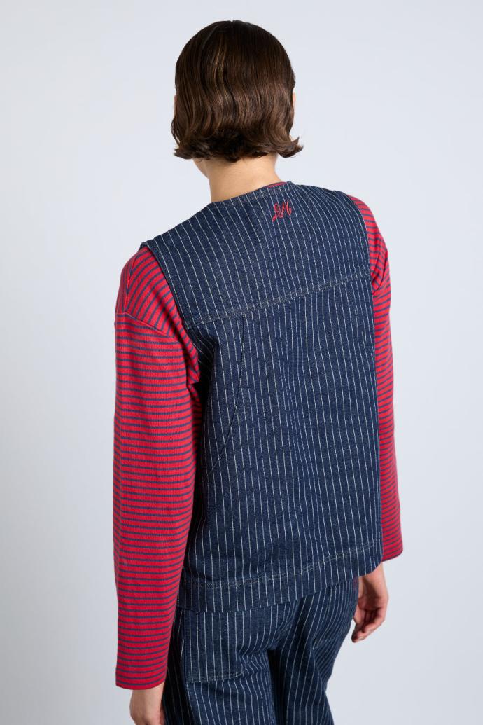 Co-ords | Women Damson Madder Dilly Gilet - Navy Pinstripe