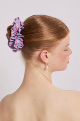 Co-ords | Women Damson Madder Garter Scrunchie - Blue And Pink Stripe