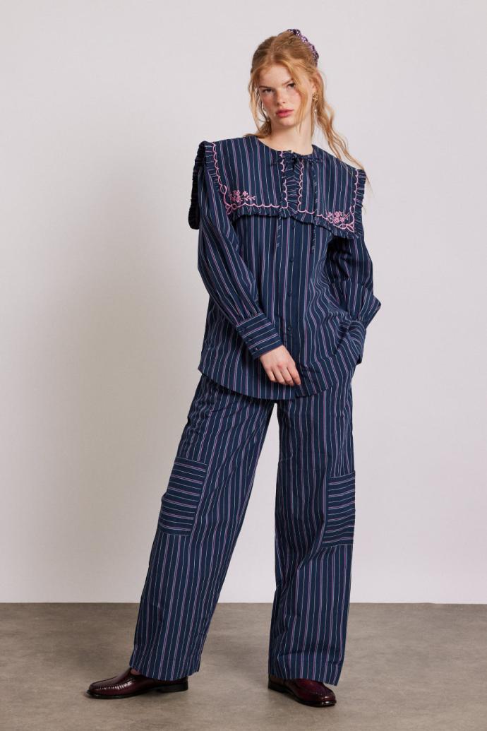 Co-ords | Women Damson Madder Harrison Trousers - Navy Stripe