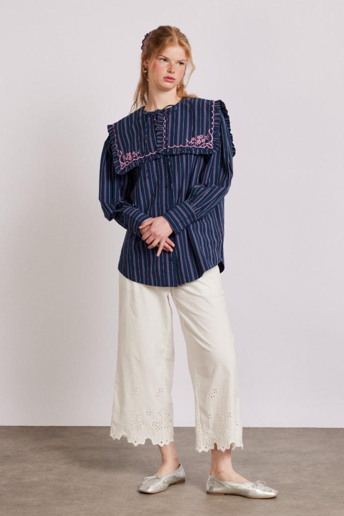 Co-ords | Women Damson Madder Lana Trousers - White Broderie