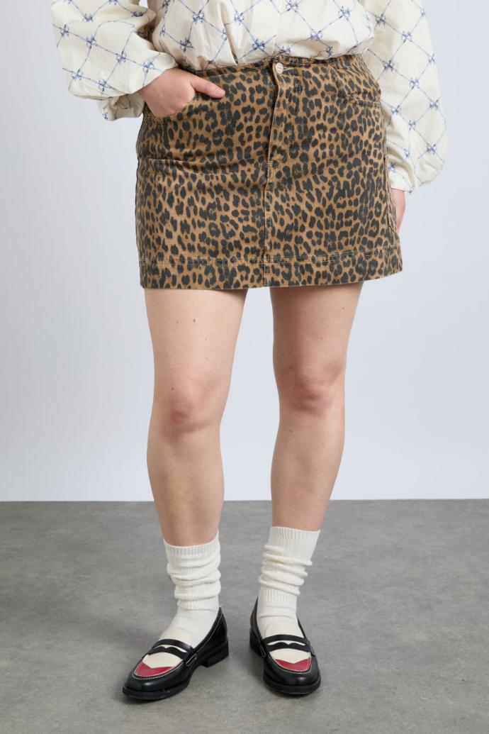 Co-ords | Women Damson Madder Lily Denim Mini Skirt- Leopard