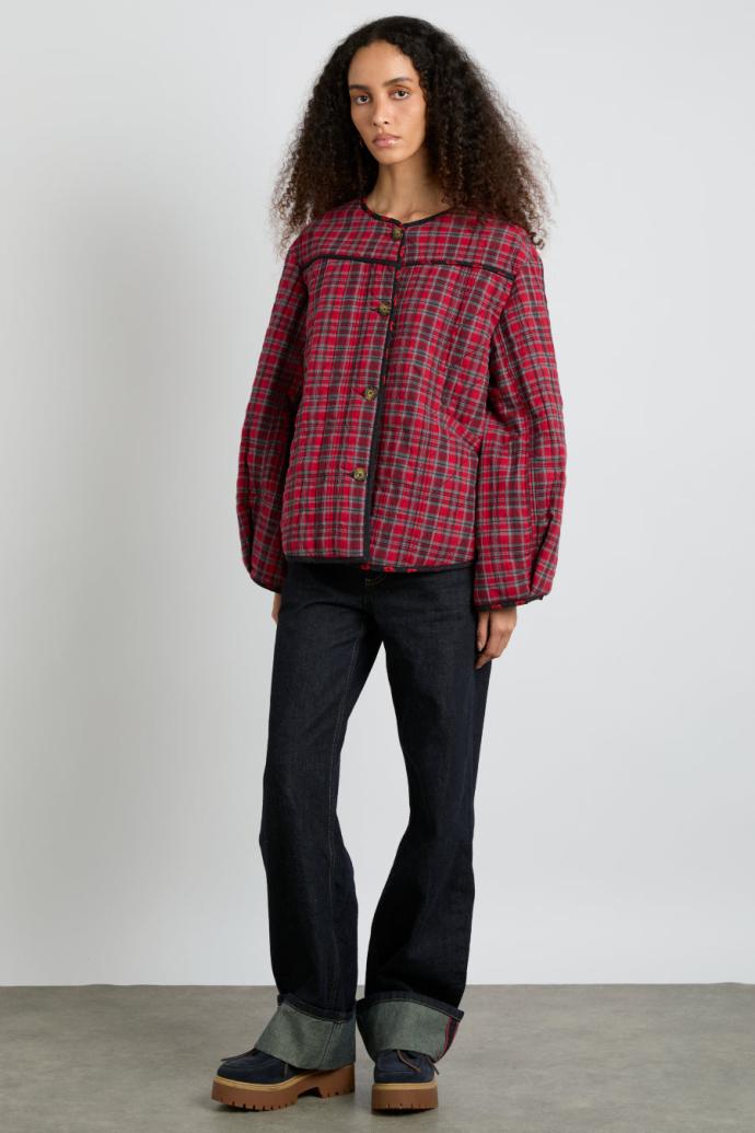 Co-ords | Women Damson Madder Macy Quilted Jacket - Red Check
