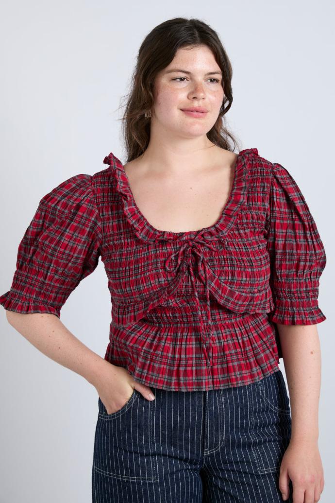 Co-ords | Women Damson Madder Meghan Blouse - Red Check